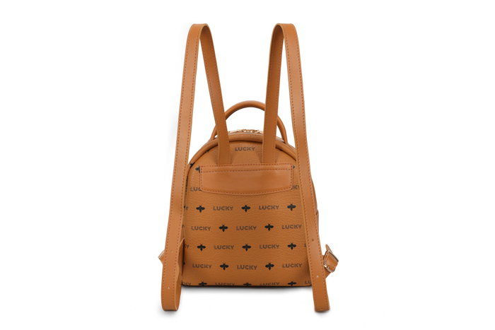 Lucky Bees Mochila de Piel de Polivinilo - Tostado Lucky Bees Mochila de Piel de Polivinilo - Tostado